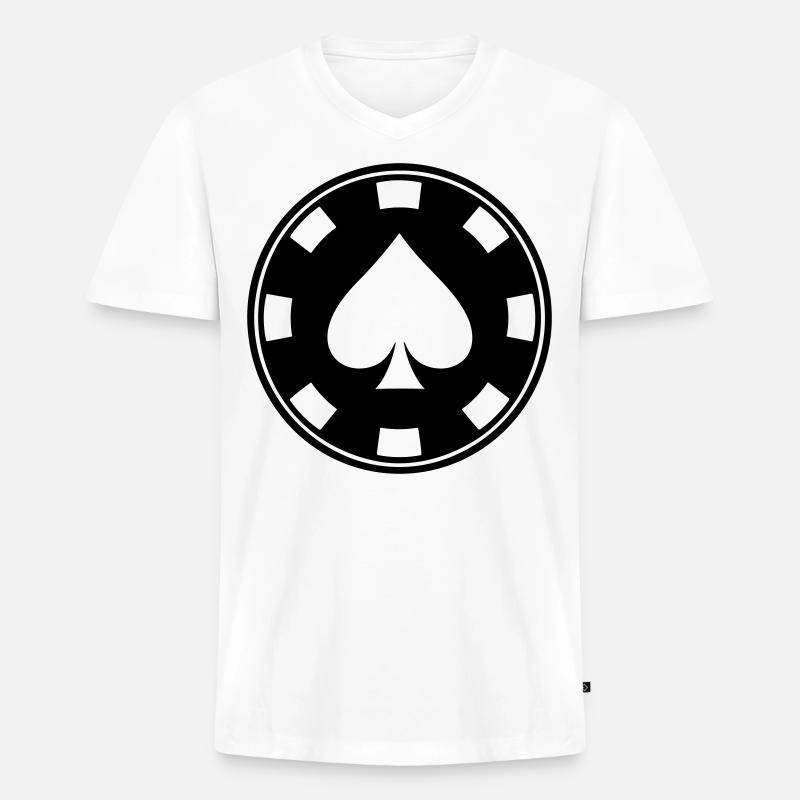 Poker-Chip - Männer Premium Bio T-Shirt mit V-Ausschnitt - Weiß