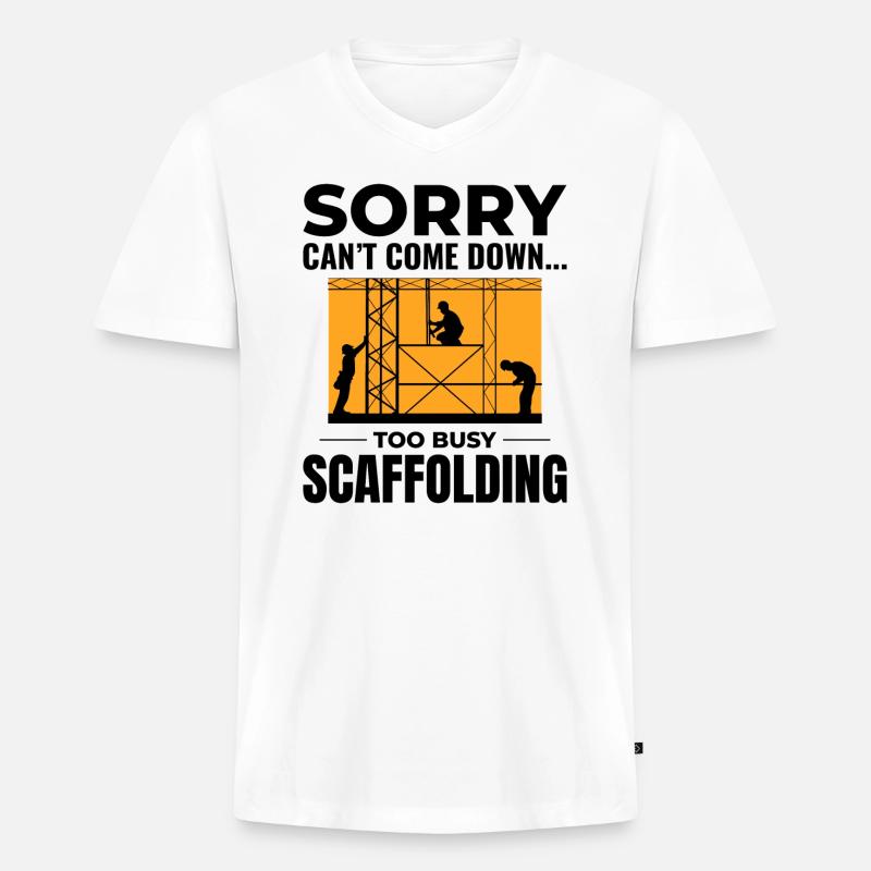 Gerüstbauer Gerüstbauer Gerüstbaubühne - Männer Premium Bio T-Shirt mit V-Ausschnitt - Weiß