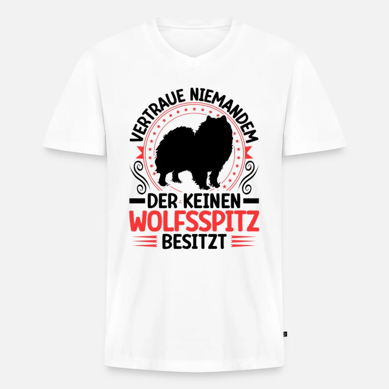 Wolfsspitz Ich besitze einen Keeshond - Männer Premium Bio T-Shirt mit V-Ausschnitt - Weiß