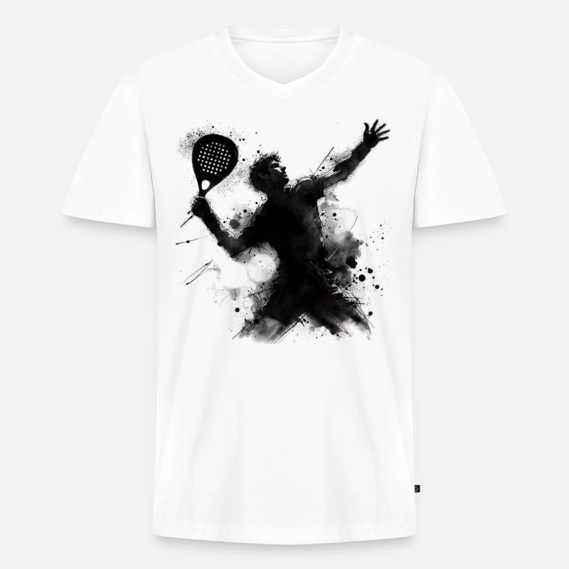 Padel - Männer Premium Bio T-Shirt mit V-Ausschnitt - Weiß