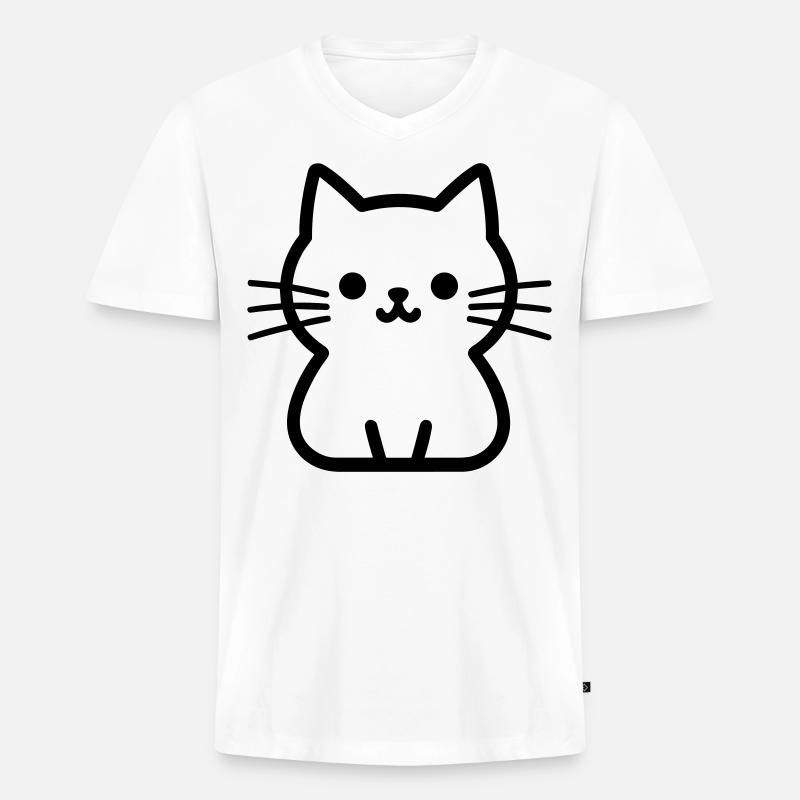 Katze - Männer Premium Bio T-Shirt mit V-Ausschnitt - Weiß