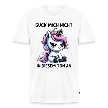 Guck Mich Nicht In Diesem Ton An - Männer Premium Bio T-Shirt mit V-Ausschnitt - Weiß - Vorne - Nico (187cm)