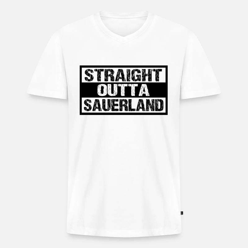 Sauerland - Männer Premium Bio T-Shirt mit V-Ausschnitt - Weiß