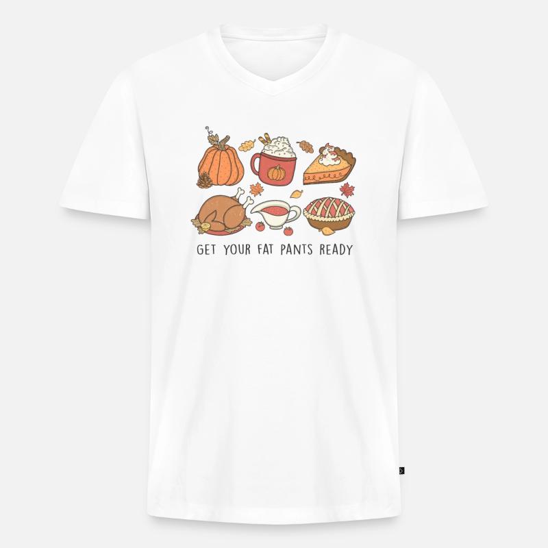 Mettez vos gouges Thanksgiving Design - T-shirt encolure en V Premium bio Homme - blanc