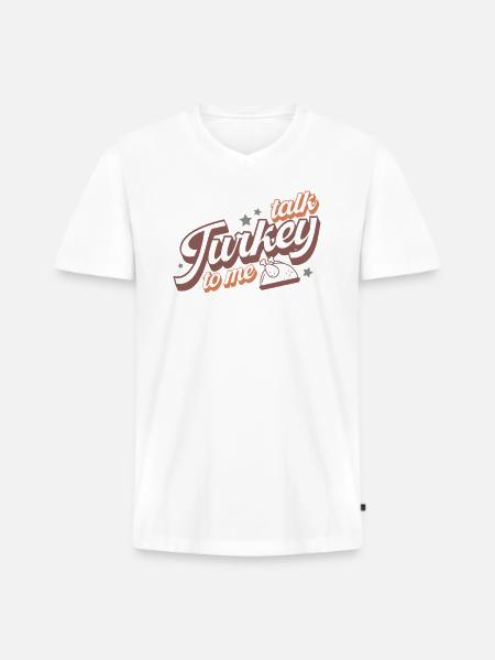 Funny Turkey Thanksgiving Design - Men's Premium Organic T-shirt with V-neck - white