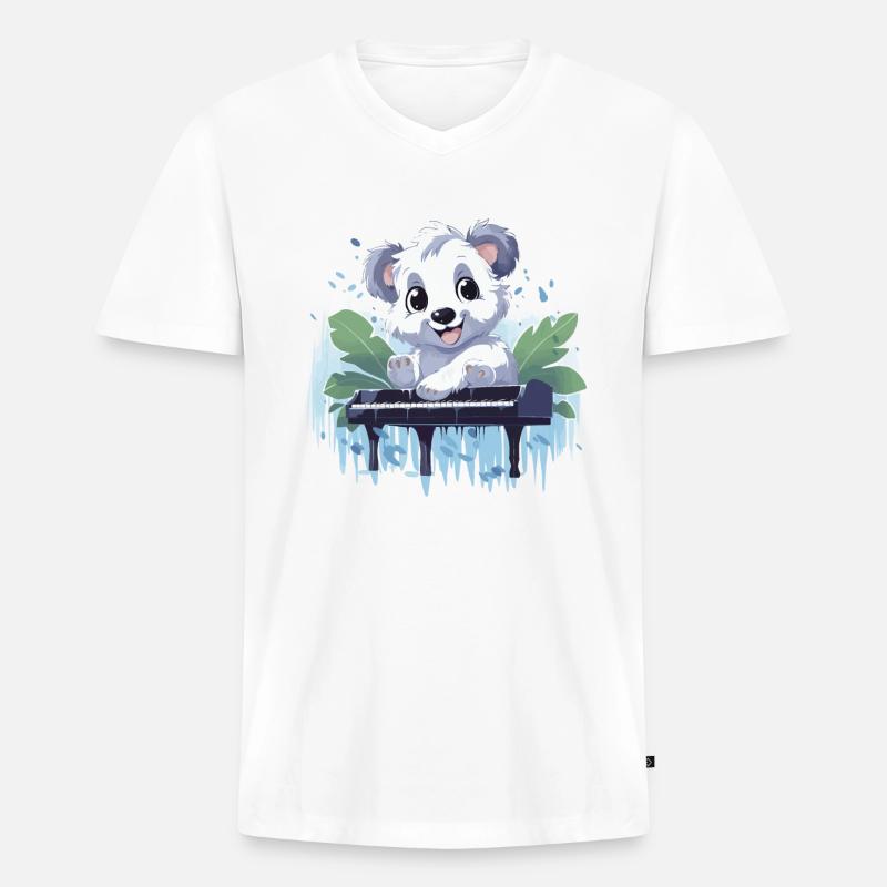 Melodischer Koala - Männer Premium Bio T-Shirt mit V-Ausschnitt - Weiß