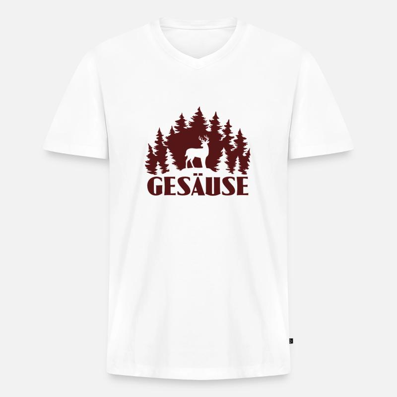 Gesäuse - Männer Premium Bio T-Shirt mit V-Ausschnitt - Weiß