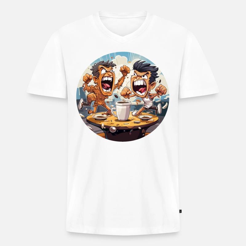 Die Coffee Pucksters - Männer Premium Bio T-Shirt mit V-Ausschnitt - Weiß