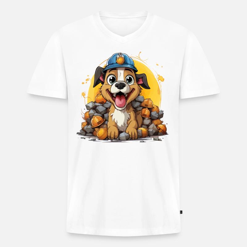 Der Hundebauer - Männer Premium Bio T-Shirt mit V-Ausschnitt - Weiß