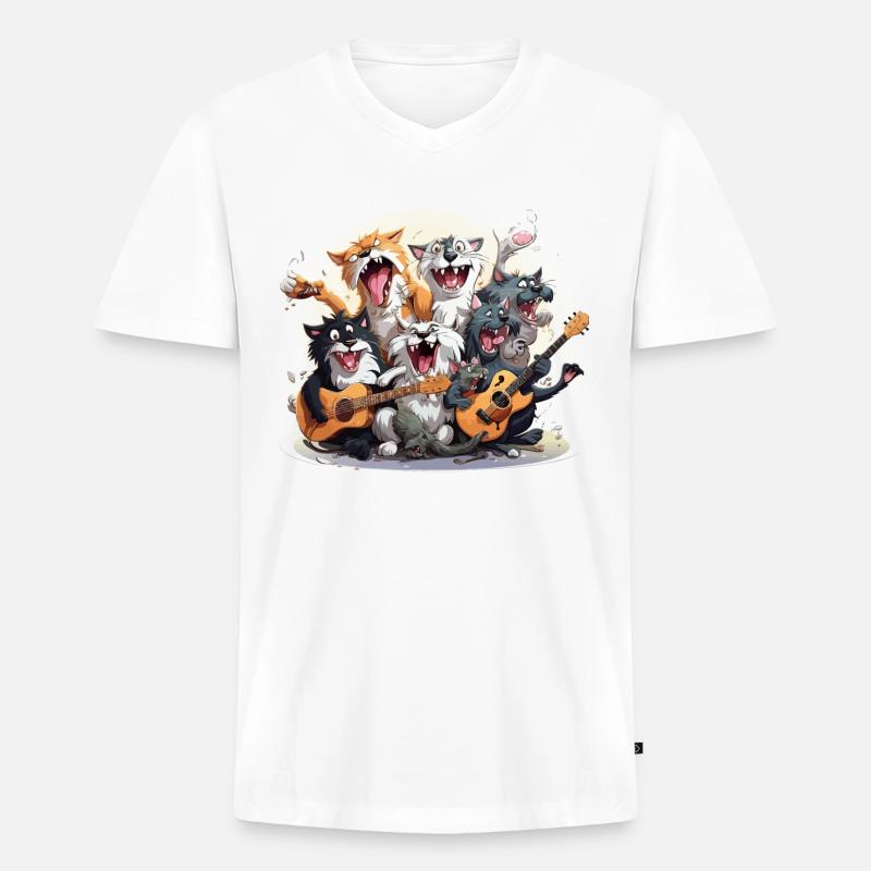 Das unpassende Jazz Ensemble - Männer Premium Bio T-Shirt mit V-Ausschnitt - Weiß