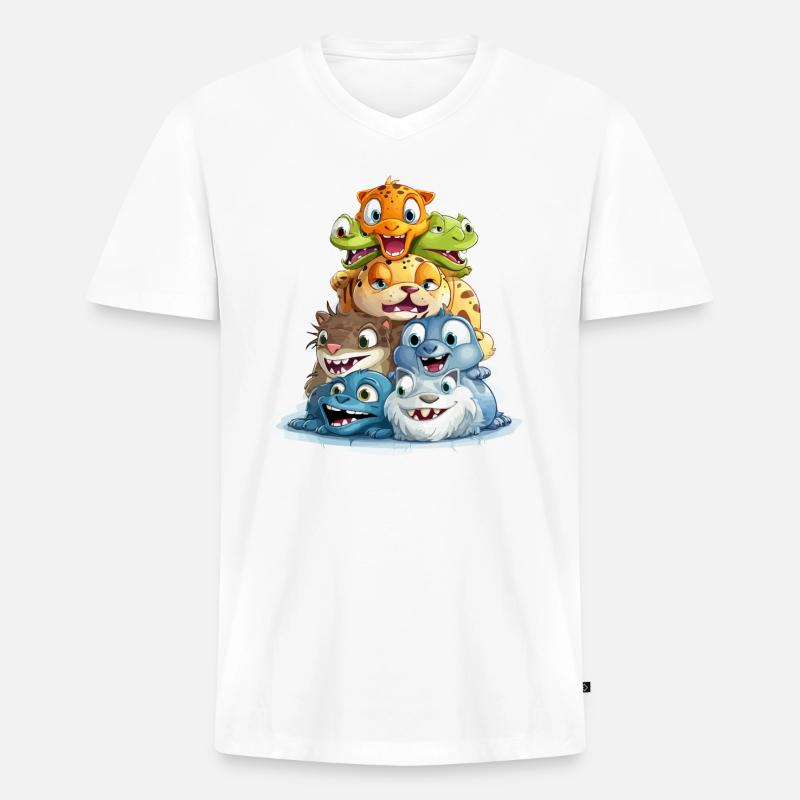 Les constructeurs de pyramides loufoques - T-shirt encolure en V Premium bio Homme - blanc
