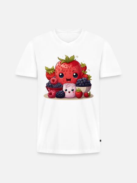 Berry Bliss - Men's Premium Organic T-shirt with V-neck - white