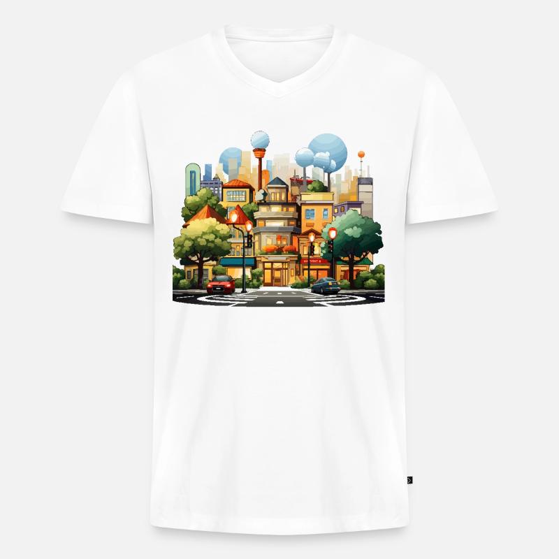 Schnittmenge Harmonie - Männer Premium Bio T-Shirt mit V-Ausschnitt - Weiß