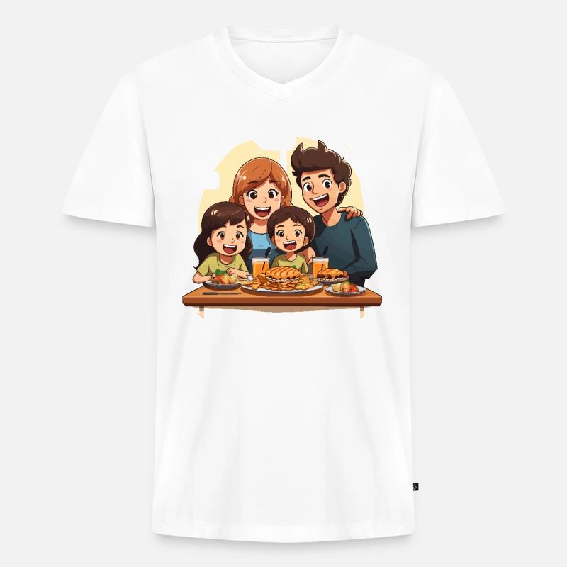Tisch der Liebe - Männer Premium Bio T-Shirt mit V-Ausschnitt - Weiß