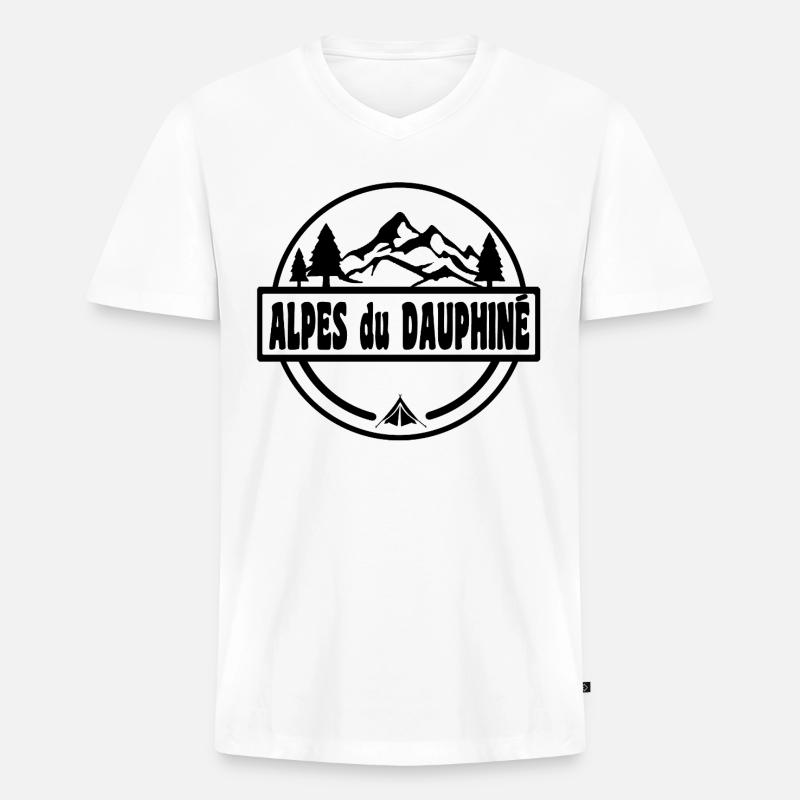 Alpes du Dauphine - Männer Premium Bio T-Shirt mit V-Ausschnitt - Weiß