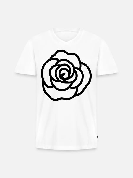 Rosa Blume - Männer Premium Bio T-Shirt mit V-Ausschnitt - Weiß