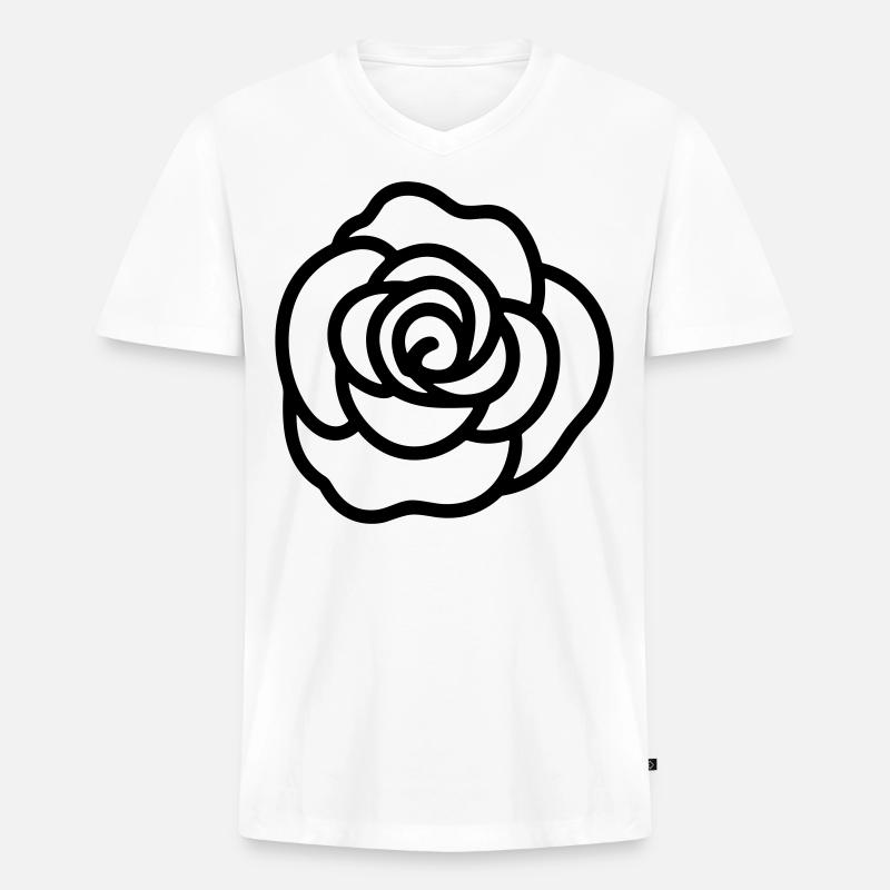 Rosa Blume - Männer Premium Bio T-Shirt mit V-Ausschnitt - Weiß
