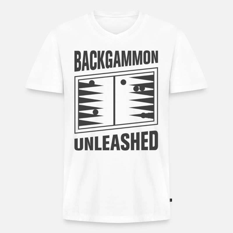 Backgammon Spiel - Männer Premium Bio T-Shirt mit V-Ausschnitt - Weiß