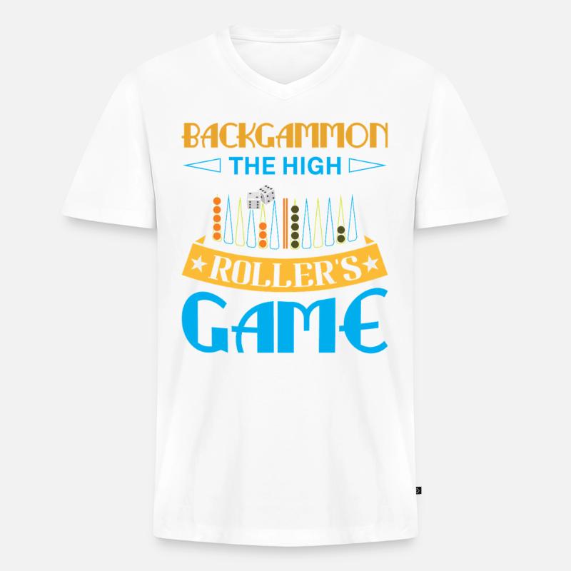 Backgammon Spiel - Männer Premium Bio T-Shirt mit V-Ausschnitt - Weiß
