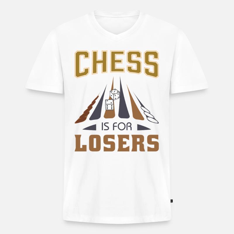 Backgammon Spiel - Männer Premium Bio T-Shirt mit V-Ausschnitt - Weiß