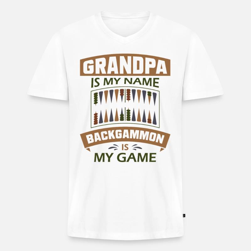 Backgammon Spiel - Männer Premium Bio T-Shirt mit V-Ausschnitt - Weiß