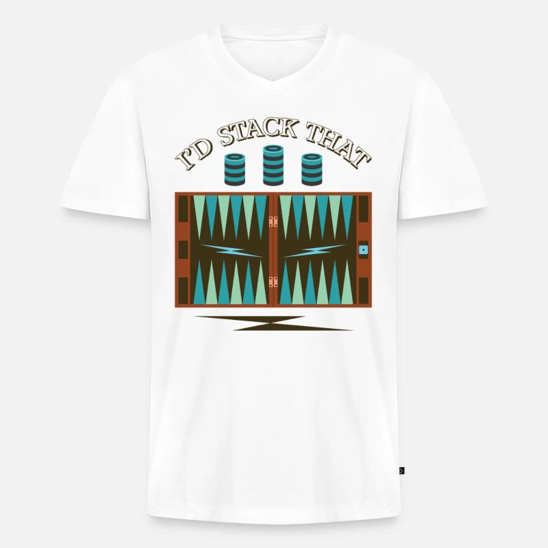 Backgammon Spiel - Männer Premium Bio T-Shirt mit V-Ausschnitt - Weiß