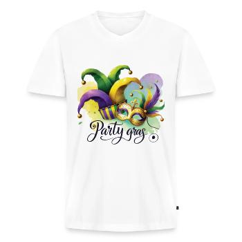 Party Gras Carnival Colorful Masks - Men's Premium Organic T-shirt with V-neck - white - Front - Nico (187cm)