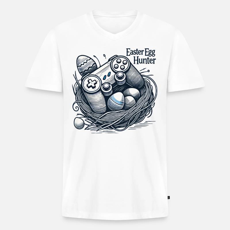 Osterei Jäger Gaming Controller Design - Männer Premium Bio T-Shirt mit V-Ausschnitt - Weiß