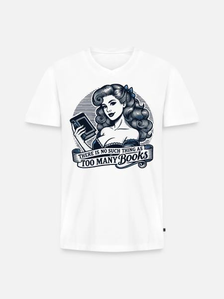 Retro bog Pigebog design til hyppige læsere - Premium økologisk T-shirt med V-hals til mænd - hvid