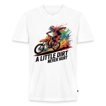 Motocross: Dreckige Leidenschaft - Männer Premium Bio T-Shirt mit V-Ausschnitt - Weiß - Vorne - Nico (187cm)
