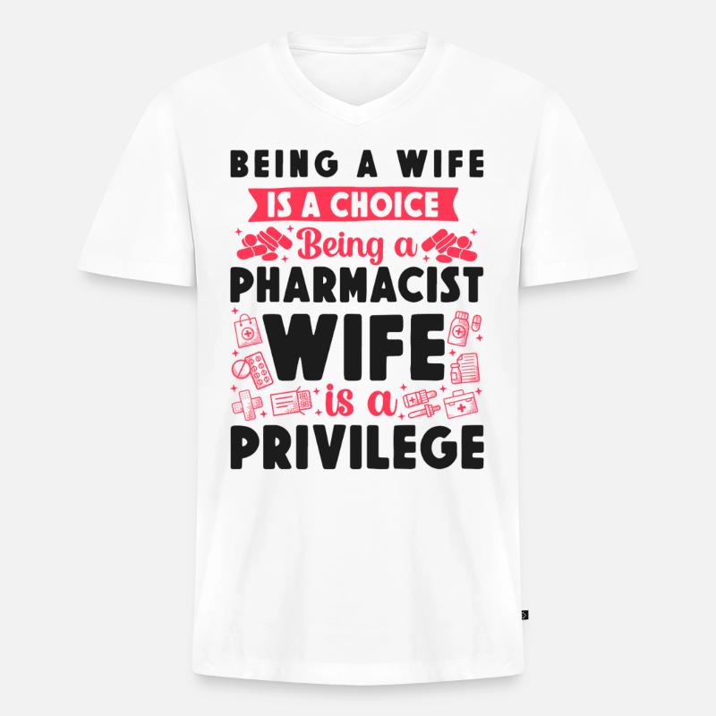 Pharmacy Tech Technician - Männer Premium Bio T-Shirt mit V-Ausschnitt - Weiß