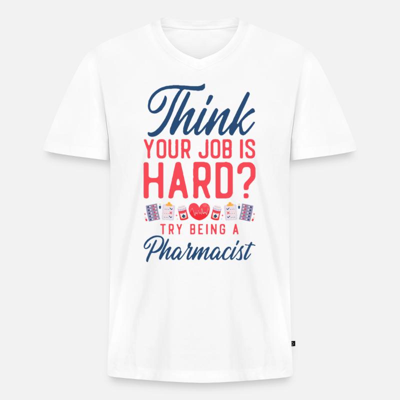 Pharmacy Tech Technician - Männer Premium Bio T-Shirt mit V-Ausschnitt - Weiß