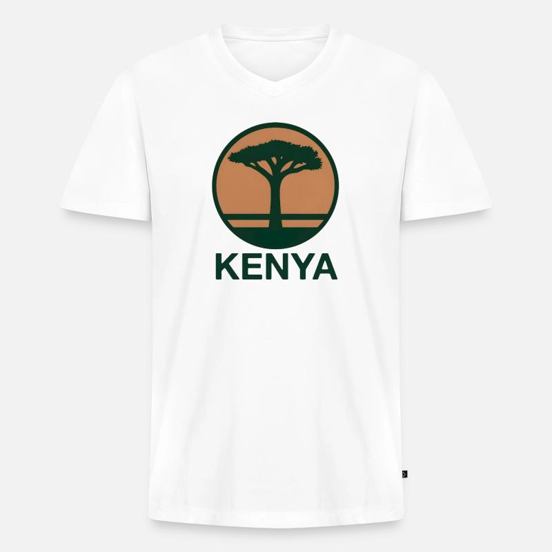 Kenya Baum rund - Männer Premium Bio T-Shirt mit V-Ausschnitt - Weiß