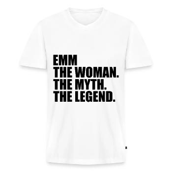 Woman Myth Legend Name Emm - Men's Premium Organic T-shirt with V-neck - white - Front - Nico (187cm)