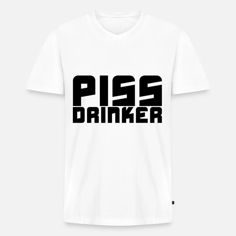 Piss Drinker - Männer Premium Bio T-Shirt mit V-Ausschnitt - Weiß
