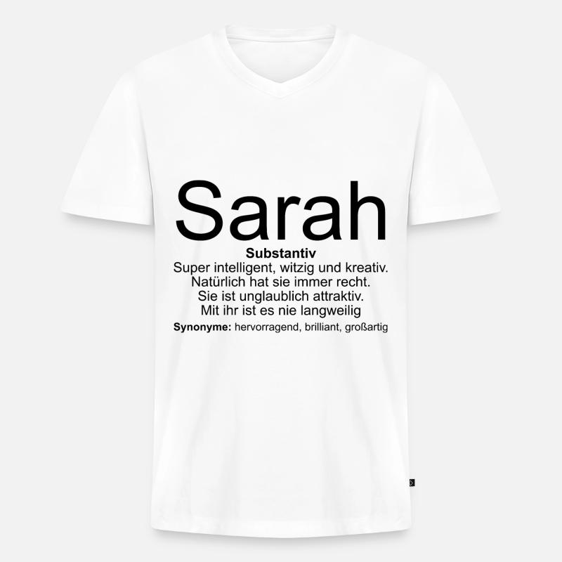 Name Definition Sarah - Männer Premium Bio T-Shirt mit V-Ausschnitt - Weiß