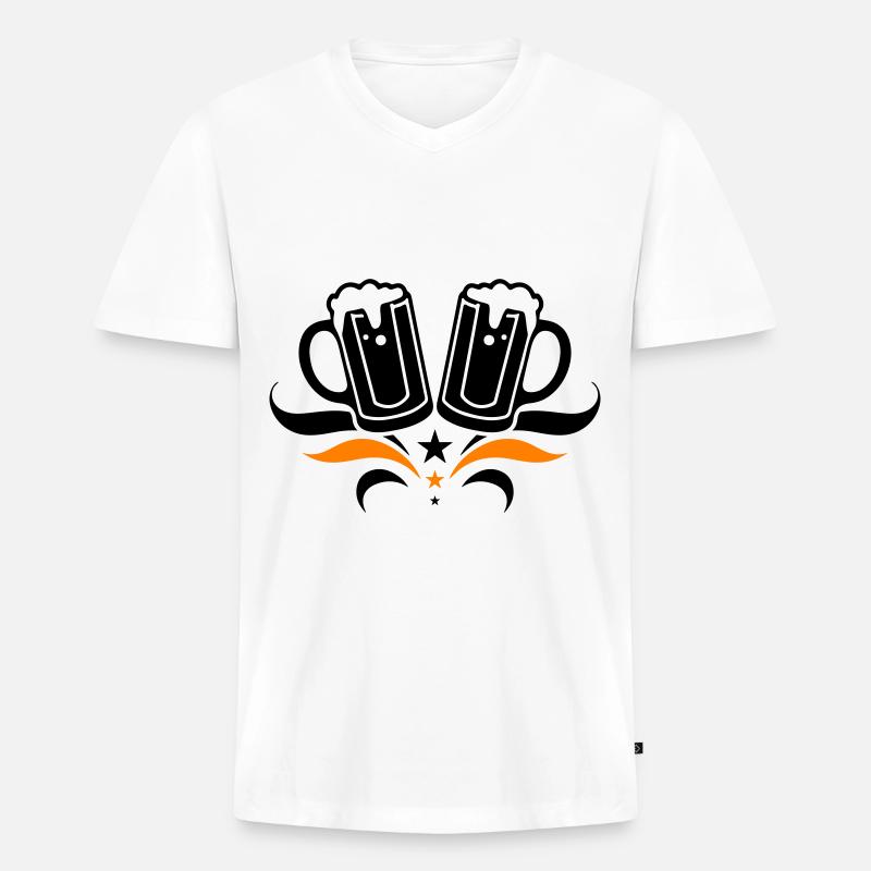 Bierglas Bierkrug Bier - Männer Premium Bio T-Shirt mit V-Ausschnitt - Weiß