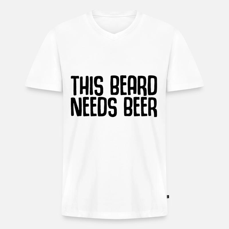 This Beard Needs Beer 2 - Männer Premium Bio T-Shirt mit V-Ausschnitt - Weiß