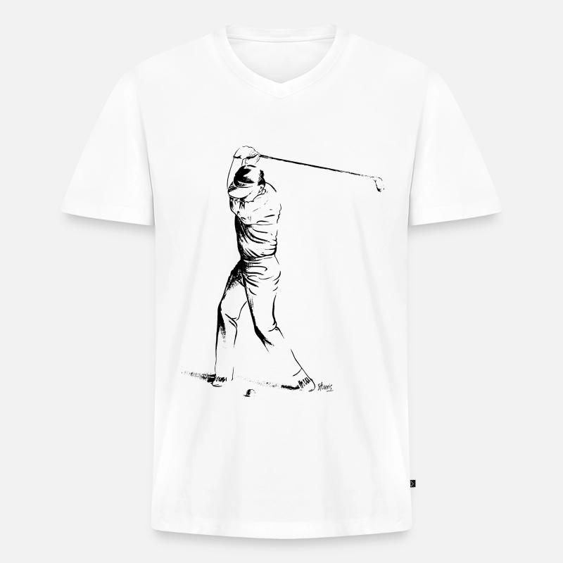 Bild eines Golfers während des Spiels - Männer Premium Bio T-Shirt mit V-Ausschnitt - Weiß
