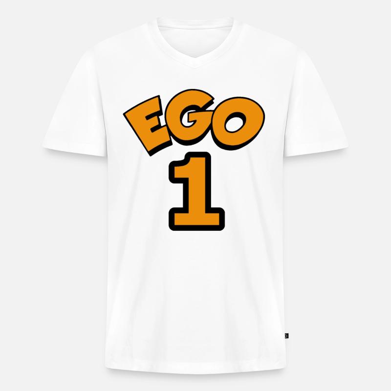 Ego 1 egoistic Nummber eins - Männer Premium Bio T-Shirt mit V-Ausschnitt - Weiß