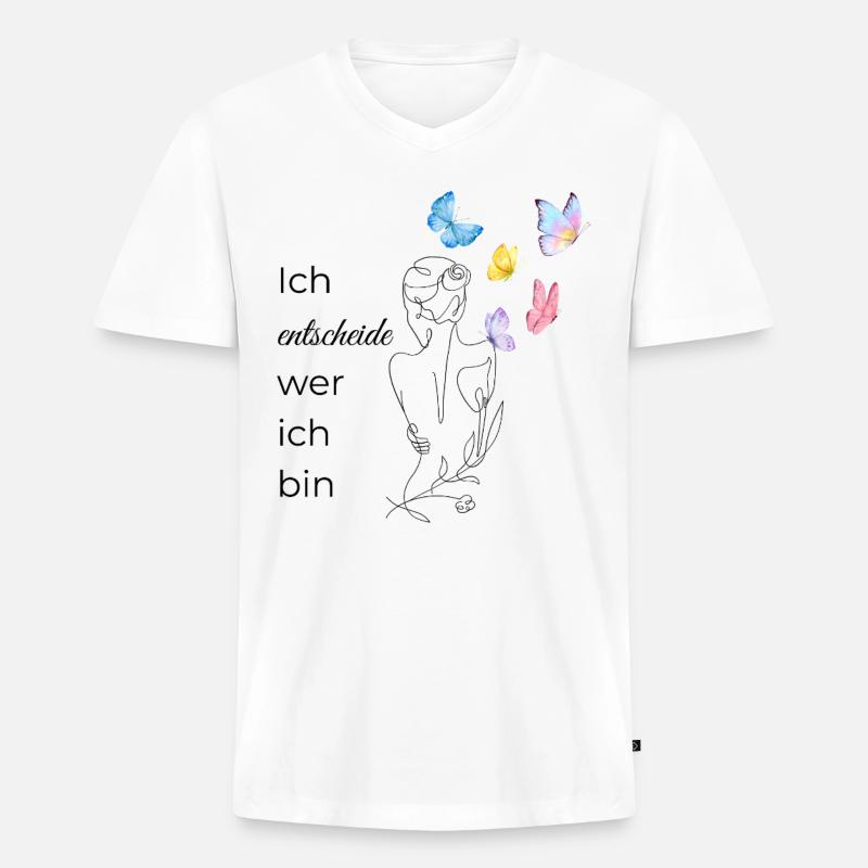 Ich ENTSCHEIDE wer ich bin - Männer Premium Bio T-Shirt mit V-Ausschnitt - Weiß