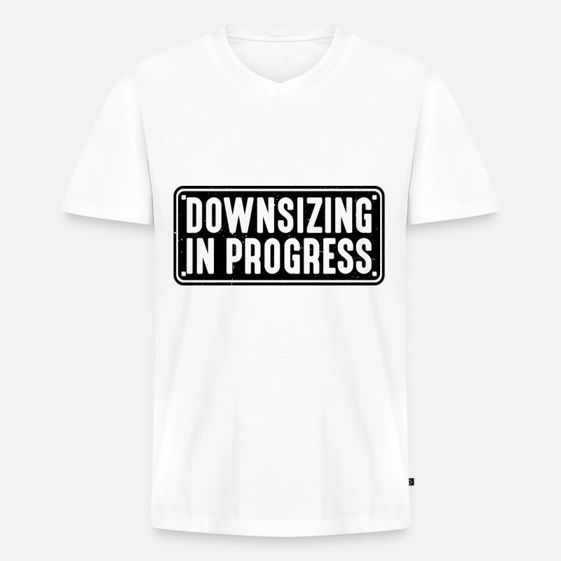 Downsizing In Progress 18 - Men's Premium Organic T-shirt with V-neck - white