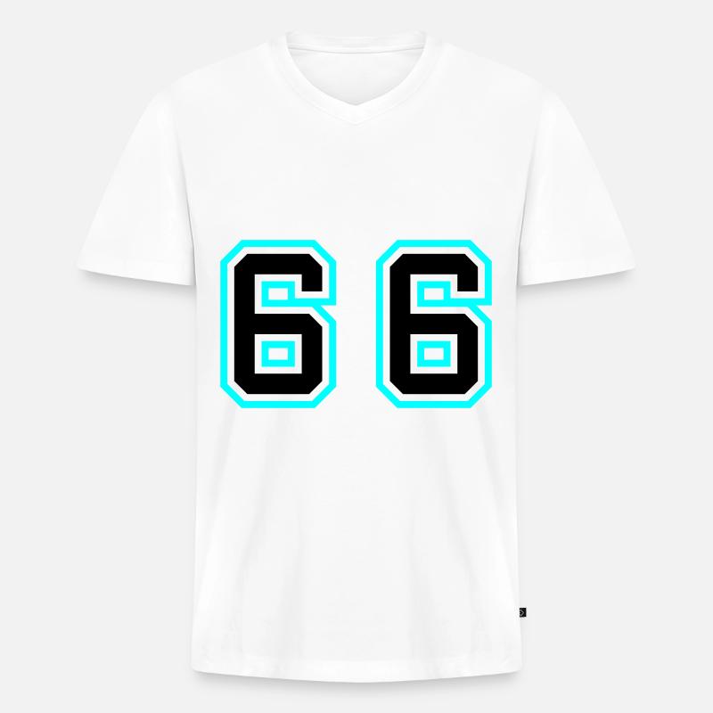 66 Zahl Symbol - Männer Premium Bio T-Shirt mit V-Ausschnitt - Weiß