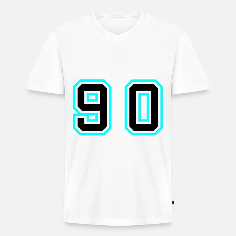 90 Zahl Symbol - Männer Premium Bio T-Shirt mit V-Ausschnitt - Weiß
