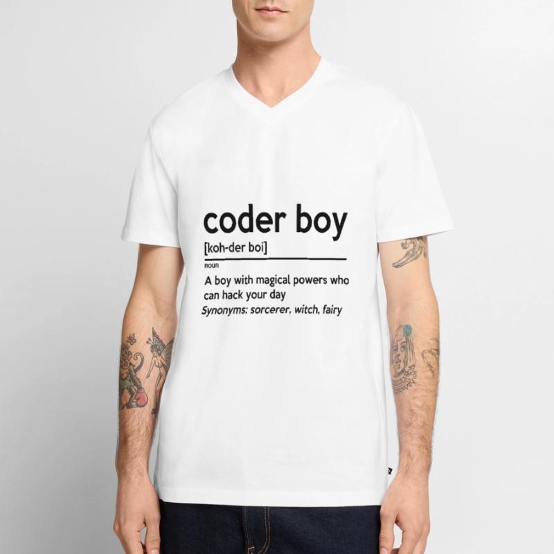 Coding Boy Definition Noun Software Developer Prog Männer Premium Bio T-Shirt mit V-Ausschnitt