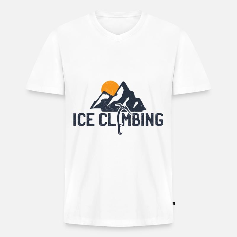Eisklettern Eiskletterer - Männer Premium Bio T-Shirt mit V-Ausschnitt - Weiß