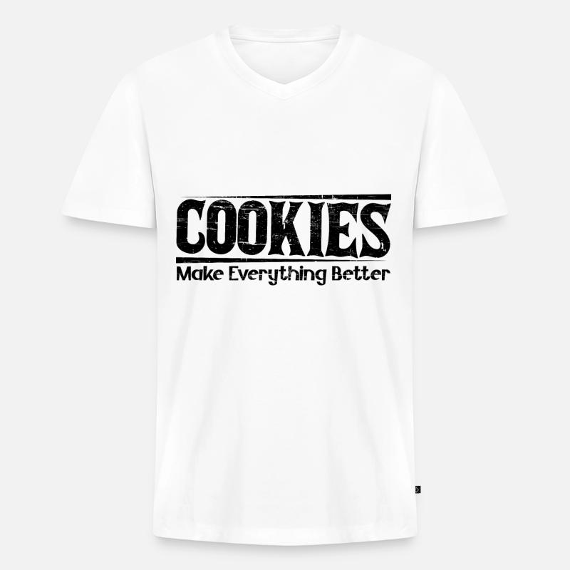 Cookies Make Everything Better 7 - Männer Premium Bio T-Shirt mit V-Ausschnitt - Weiß