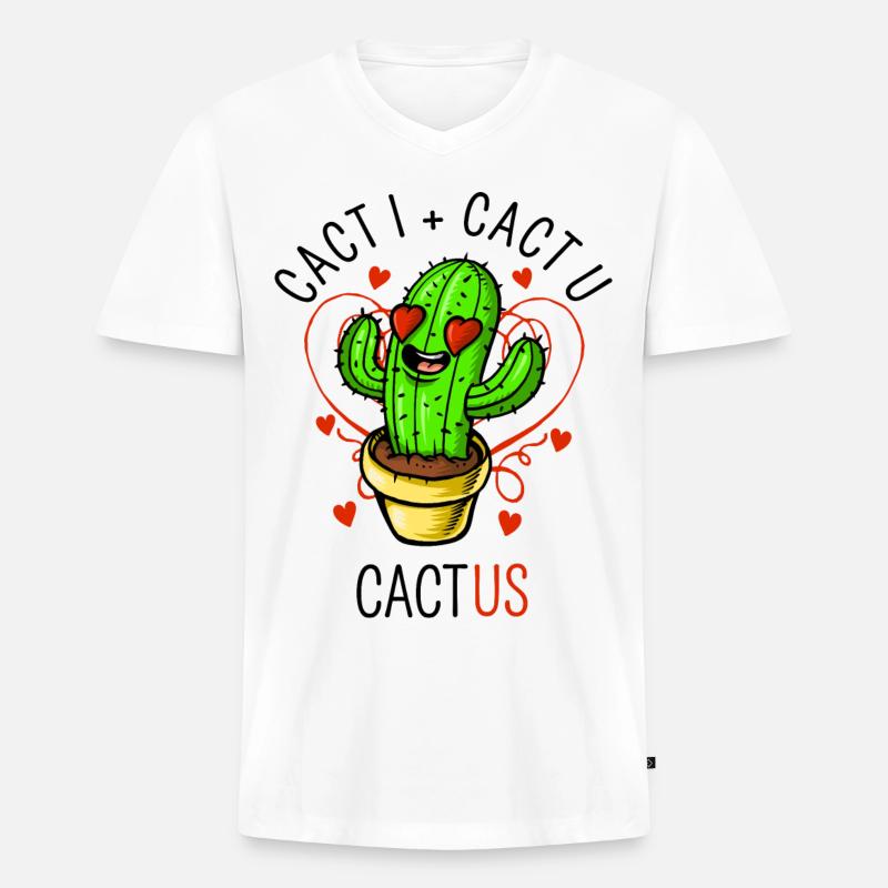 CactUS - Männer Premium Bio T-Shirt mit V-Ausschnitt - Weiß