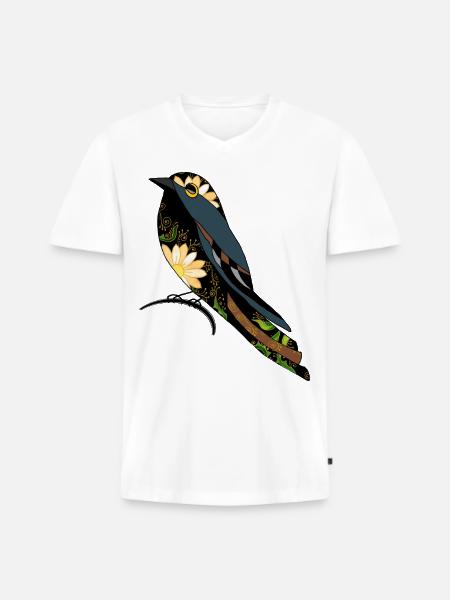 Vogel - Männer Premium Bio T-Shirt mit V-Ausschnitt - Weiß