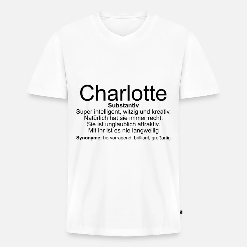 Name Definition Charlotte - Männer Premium Bio T-Shirt mit V-Ausschnitt - Weiß